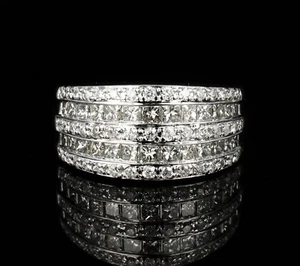 SIMON G. SIGNED NATURAL 1.50ct DIAMOND 18K WHITE GOLD WIDE ANNIVERSARY BAND RING - Picture 1 of 10