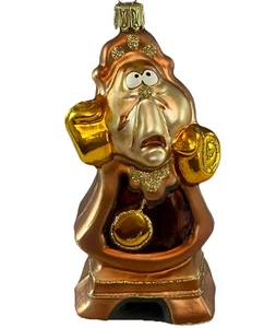 DISNEY BEAUTY & THE BEAST COGSWORTH BLOWN GLASS ORNAMENT GERMANY ENCHANTED XMAS - Picture 1 of 9