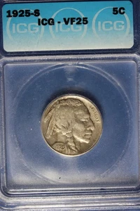 1925 S ICG VF25 BUFFALO NICKEL #B50581 - Picture 1 of 2