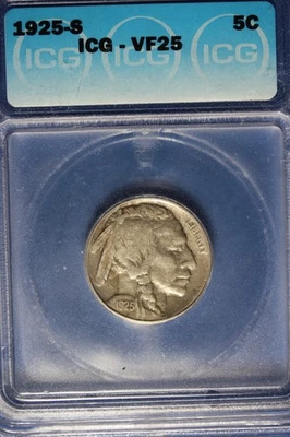 1925 S ICG VF25 BUFFALO NICKEL #B50581 - Image 1 of 2