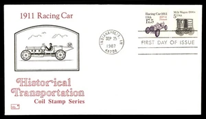 MayfairStamps US FDC 1987 Indiana Racing Car 1911 Milk Wagon 1900s First Day Cov - Imagen 1 de 2