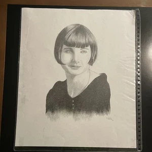 Victorian Woman Portrait Graphite Pencil Paper Signed Elizabeth Dowdy 2006 - Bild 1 von 6