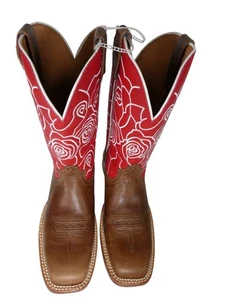 Twisted X WXTL003 W breite Westernstiefel mit quadratischer Zehenpartie Ingwer und Rose Rot Größe 8 B - Bild 1 von 9