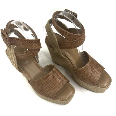 Sam Edelman Vada Espadrille Weave Brown Wedge Platform Sandals Women's 8M New - Image 1 of 4