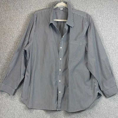 Coldwater Creek 条纹纽扣 2X 清脆棉质基础层学院风经典 — 第 1/4 张图片