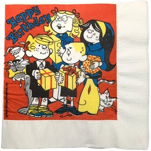 Dennis the Menace Napkin Happy Birthday Vintage 1970s Set of 2 NOS Original - Picture 1 of 1