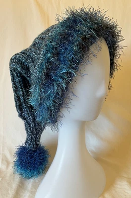 OBD ручной работы, ручной вязки снег синий чулок крышка с отделкой из искусственного меха и снежок - Изображение 1 из 4