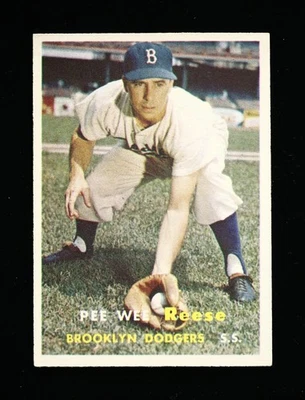 1957 Pee Wee Reese Brooklyn Dodgers S.S. Baseball Card Topps 30 - Image 1 of 2