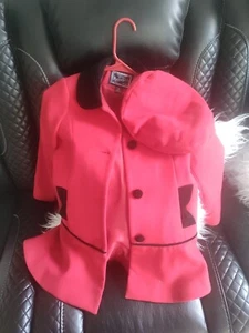 Rothschild red And Black coat girls wool With Matching Hat Size 6x - Picture 1 of 5