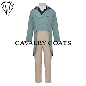 Victorian Fancy Regency Tailcoat, 18th Century Tailcoat, Sky Blue Wool Tailcoat - Picture 1 of 4