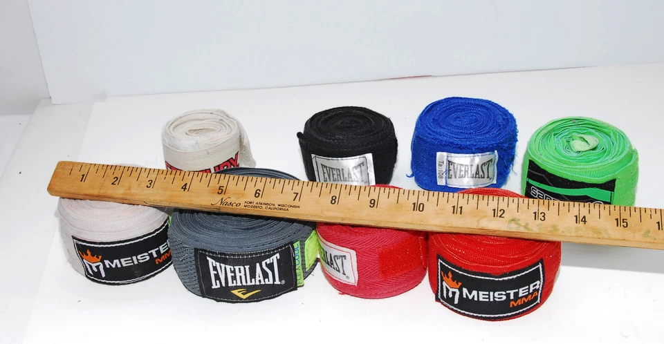 Boxing Hand Wraps Pre Owned Qty: (8) Everlast, Sanabul, Meister, Century - Image 1 of 2