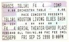 Big Walter Joe Hughes Texas Johnny Brown 9/25/98 Houston Blues Ticket Stub