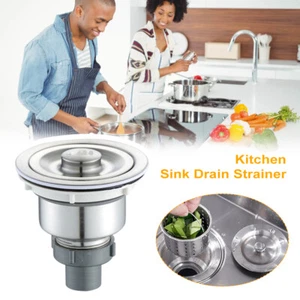 Kitchen Bar Stainless Steel Sink Strainer Drain Head Stopper with Filter Basket - Picture 1 of 14