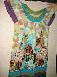 Neu Beleza Indiana Sommerkleid Taschen, Rundhals Lagenlook Mehrfarbig S - Bild 1 von 9