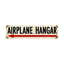Airplane Hangar Vintage Style Retro Left Arrow Steel Metal Sign 20" x 5"