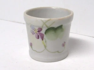 Antiker E-OH Nippon handbemalter Veilchen Porzellan Zahnstocher Schmuck Halter - Bild 1 von 6
