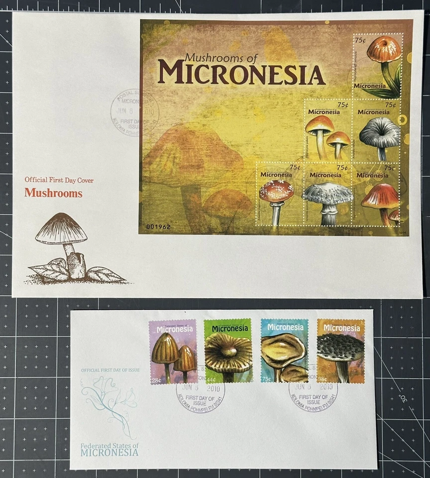 MICRONESIA 2010 2 FDC + Stamp Sheet, MUSHROOMS - SC 865-9 - Image 1 of 1