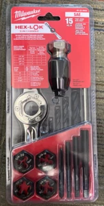 Milwaukee 49-22-5602 15PC SAE Tap and Die Set Hex-LOK 2-in-1 Handle - Picture 1 of 2