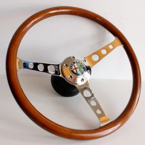 Volante para Alfa Romeo Vintage Wood Chrome Classic Spider 1990-1994' - Imagen 1 de 9