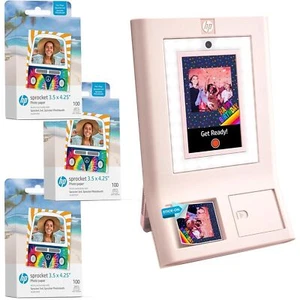 HP Sprocket Photobooth 3x4" Photo Printer, Pink Bundle Zink Photo Paper 300 Pack - Picture 1 of 9