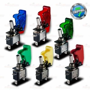 TRANSPARENT / SOLID Colour Missile Cover 12V LED Light Toggle 3 Pin Switch SPST - Picture 1 of 14