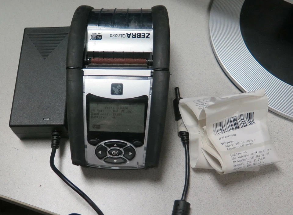 Zebra QLn220 Direct Thermal Printer QN2-AUNB0M00-00 w/AC Adapter Bluetooth - Image 1 of 4