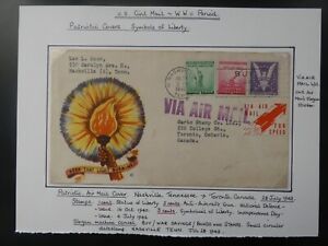 WW2 1943 US Patriotic Cover Keep That Light Burning! USA to Canada Air Mail PC10