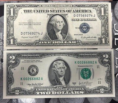 2003 Series A 2 Dollar Bill And 1935 G Blue Seal 1 Dollar Bill - Image 1 of 2
