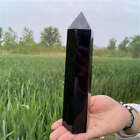 670G Natural Obsidian Obelisk Quartz Crystal Point Wand Tower Healing