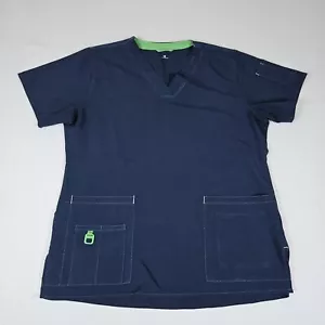 Carhartt C12110 Women's Force Cross-Flex Y-Neck Scrub Top Size Medium Navy Blue - Picture 1 of 12