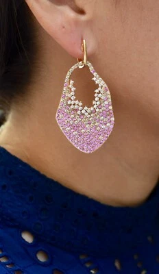  Pendientes intrincados de zafiro rosa (5,13 cttw) y diamantes (4,28 cttw) de oro R de 18 quilates Foto 1 de 4