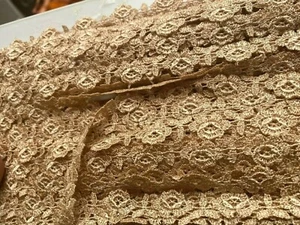 vintage pizzo rayon fiori 1/2" bordo petite champagne beige 1yd made in USA - Foto 1 di 3