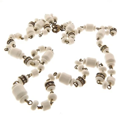 J. Crew Necklace White and Clear Crystal 10mm 36 inch. - Image 1 of 4