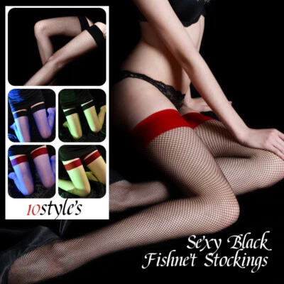 Women Men Sexy Mesh Fishnet Stockings Thigh High Anti-skid Tights Socks Clubwear - Image 1 of 4