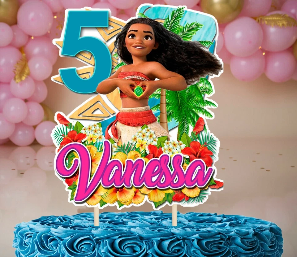 Moana Cake Topper, Cake Topper Personalizado, Cake Topper Personalizado Foto 1 de 1