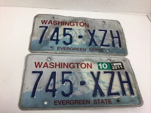 Coppia Targhe Stato Washington # 745 XZH in rilievo scadute 2011 # - Foto 1 di 7