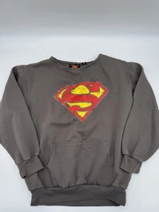 Warner Bros. DC Comics Superman Sweatshirt Gray Wide Neck Size L Vintage 2006 - Picture 1 of 11