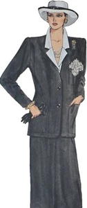 1980s Big Shoulder Longline Batwing Blazer Skirt Vogue Sewing Pattern 9171 - Picture 1 of 3