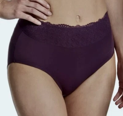 BALI Passion For Comfort Lace Waist Purple Quartz Brief Panty Womens M L XL 2XL - Image 1 of 4