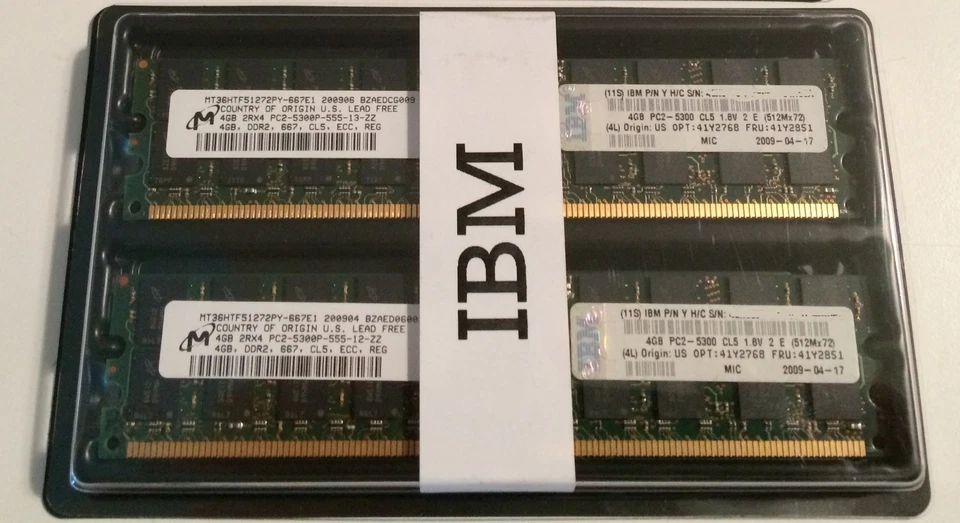 NEW 8GB PC2-5300P-555 (2x 4GB) Micron IBM 41Y2851 Server Memory  (41Y2768 kit) - Image 1 of 1