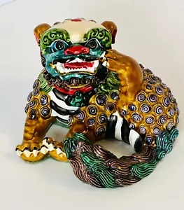 Vintage Wucai Porcelain Fengshui Cat - Picture 1 of 5