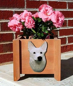 German Shepherd Planter Flower Pot White - Picture 1 of 1