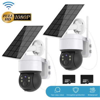 2X Solar WiFi Camara De Seguridad 2MP Para Exterior Inalambricas Vision Nocturna
