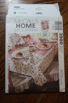 McCall's 3980 Laura Ashley Table Accents Table Cloth Napkins UC Sewing Pattern - Image 1 of 3