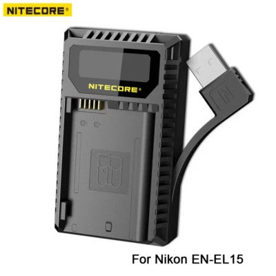NITECORE UNK2 Dual Slot USB Charger for Nikon EN-EL15 Camera Battery D500 D750 - Image 1 of 4