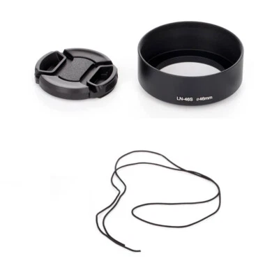 LINGOFOTO LN-46S 46mm Lens Hood + Lens Cap for OLYMPUS M. ZUIKO 25mm 17mm f1.8, 12mm f/2.0