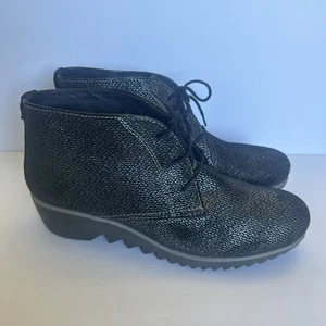 Wolky Boots Damen Größe EU 42 Schwarz Schimmer Schnürstiefelette Blockabsatz Booties - Bild 1 von 14