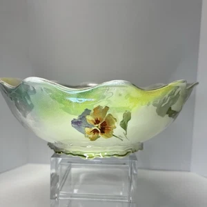 Cuenco Decorativo Vintage Bordes Festoneados Floral Imperio Iridiscente China - Imagen 1 de 23