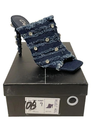 Sapato Feminino Cape Robbin Jeans Desgastado/Bling Salto Azul Tamanho 9 - Imagem 1 de 4