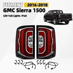 For 2016-2018 GMC Sierra 1500 LED Tail Lights w/ bulb/ LED Accent Light Pair L+R - Picture 1 of 10